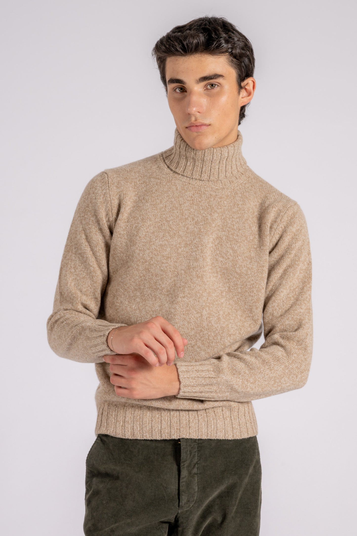  Filippo De Laurentiis Turtleneck Sweater Extra Fine Virgin Wool Multicolor Beige Uomo - 2