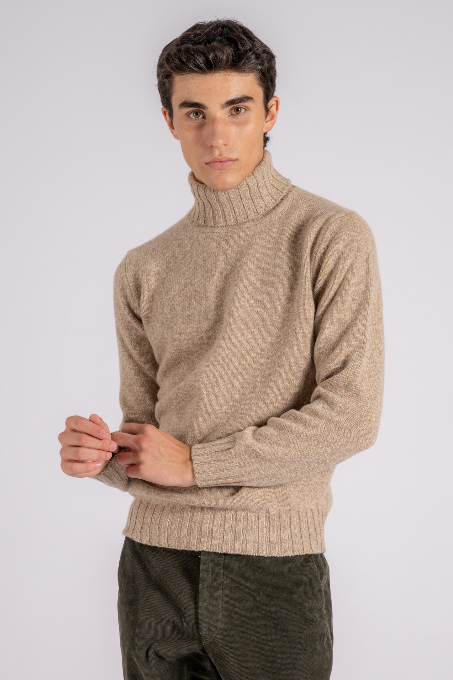  Filippo De Laurentiis Turtleneck Sweater Extra Fine Virgin Wool Multicolor Beige Uomo - 3