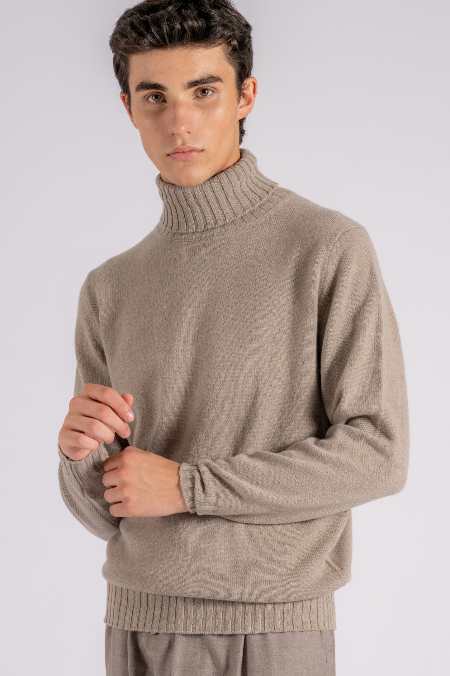  Filippo De Laurentiis Turtleneck Sweater Wool/cashmere Grey Beige Uomo - 2