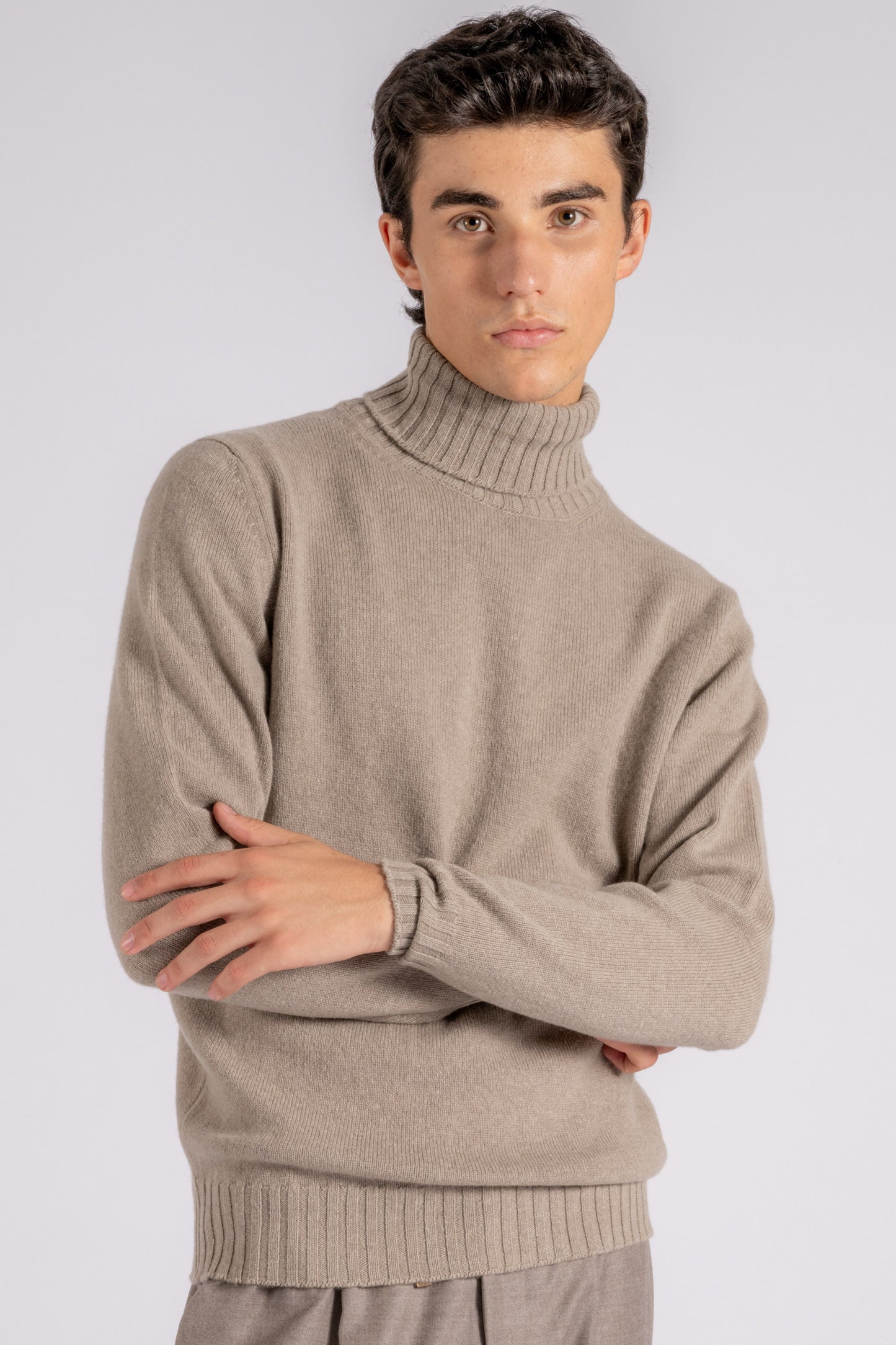  Filippo De Laurentiis Turtleneck Sweater Wool/cashmere Grey Beige Uomo - 3