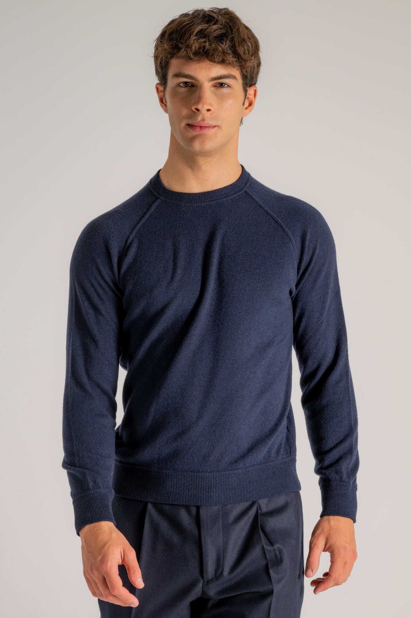  Filippo De Laurentiis Maglia Girocollo Raglan Lana Cashmere Blu Blu Uomo - 1