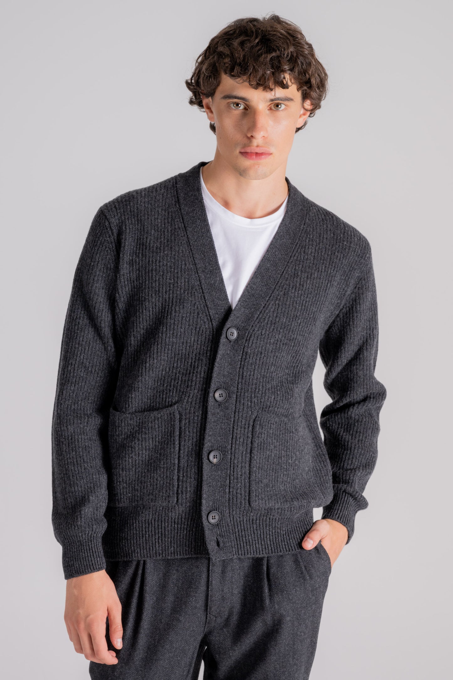  Filippo De Laurentiis Cardigan Maglia Con Bottoni 90% Wv 10% Ws Grigio Grigio Uomo - 1