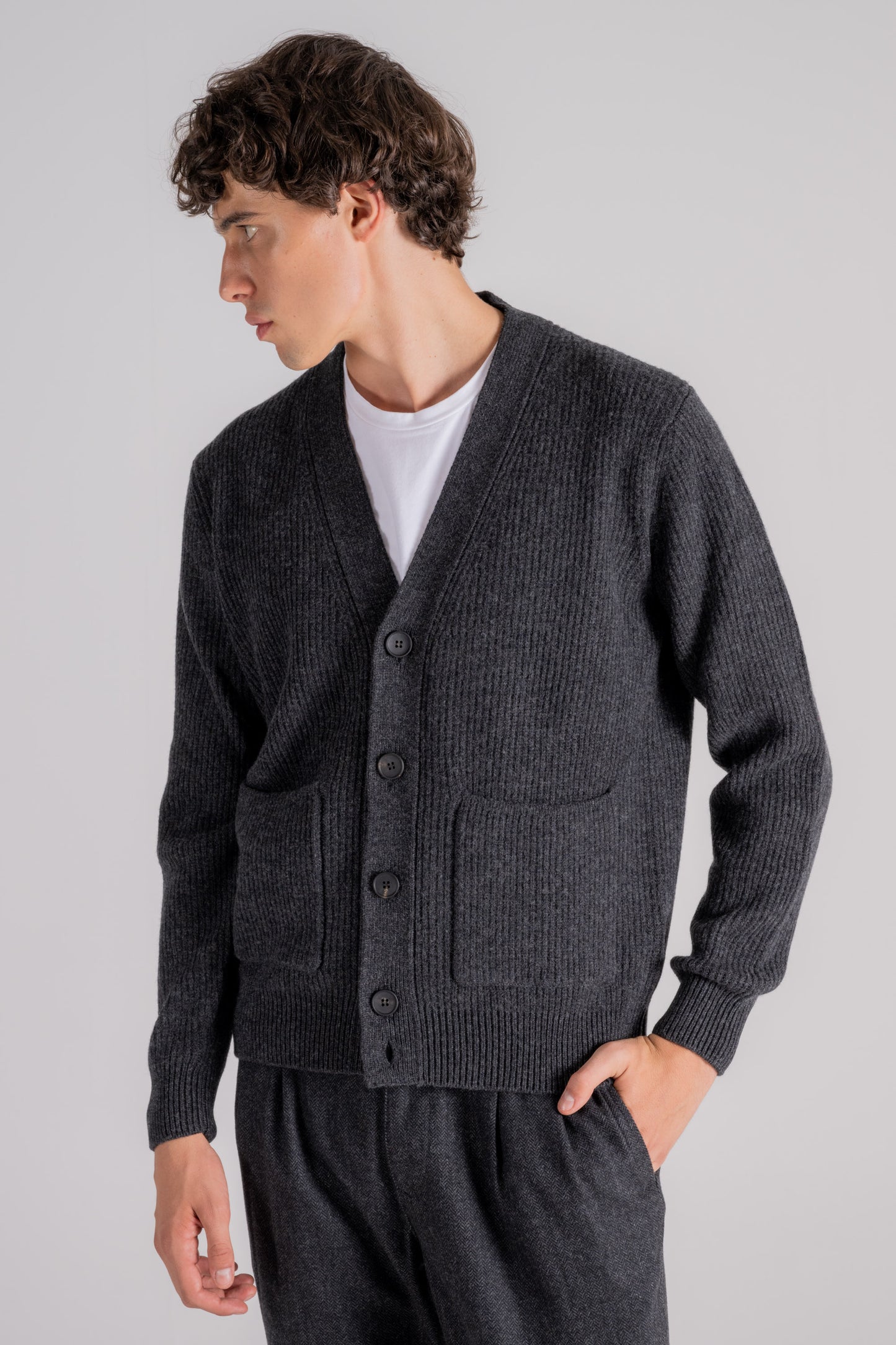  Filippo De Laurentiis Cardigan Maglia Con Bottoni 90% Wv 10% Ws Grigio Grigio Uomo - 2