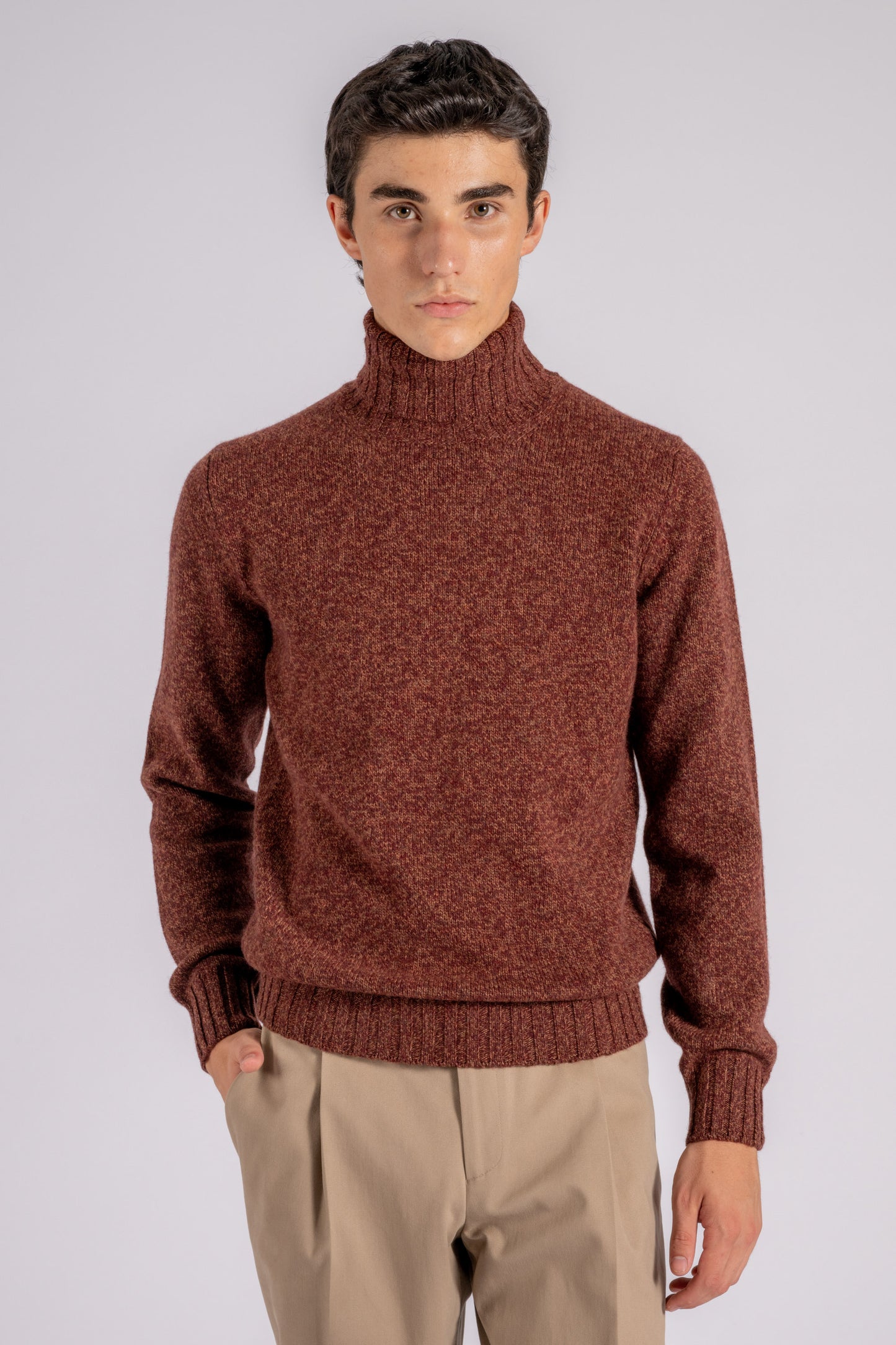  Filippo De Laurentiis Turtleneck Sweater Superfine Merino Wool Multicolor Marrone Uomo - 1