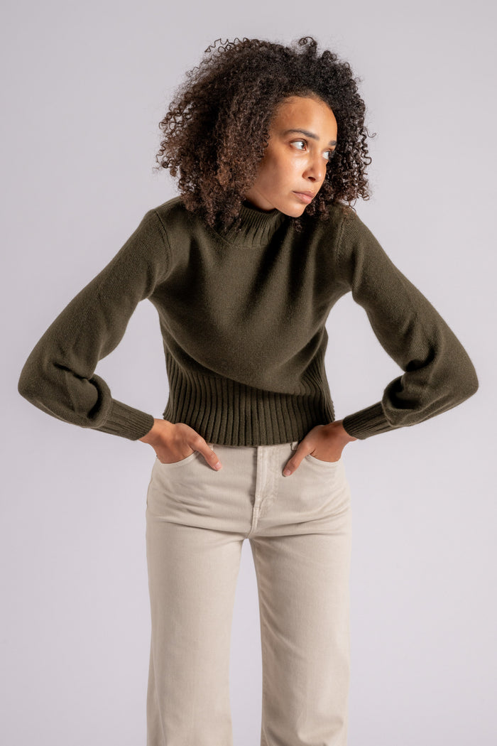 Purotatto Mock Turtle Neck Sweater Green Cashmere