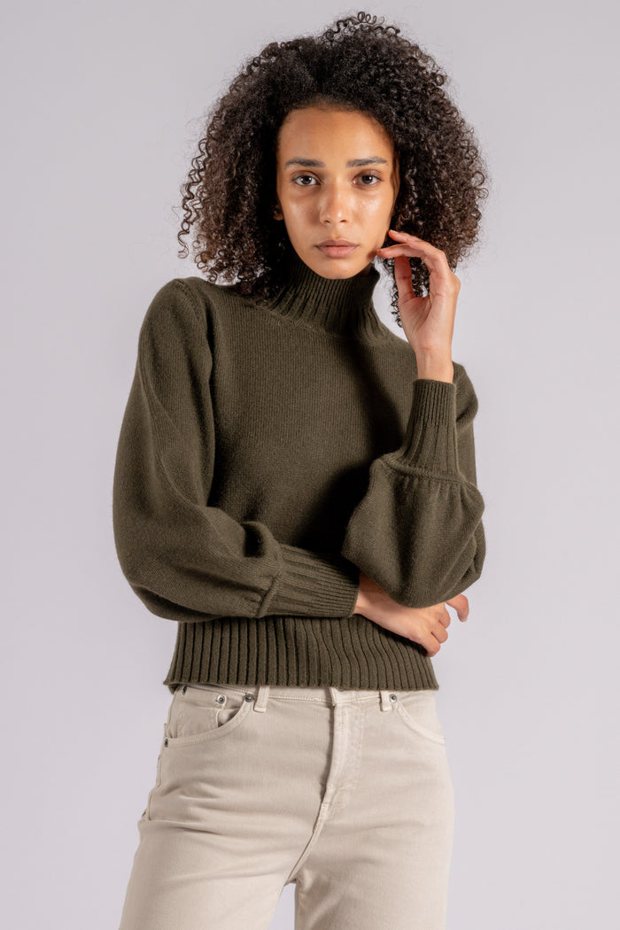 Purotatto Mock Turtle Neck Sweater Cashmere Verde-2