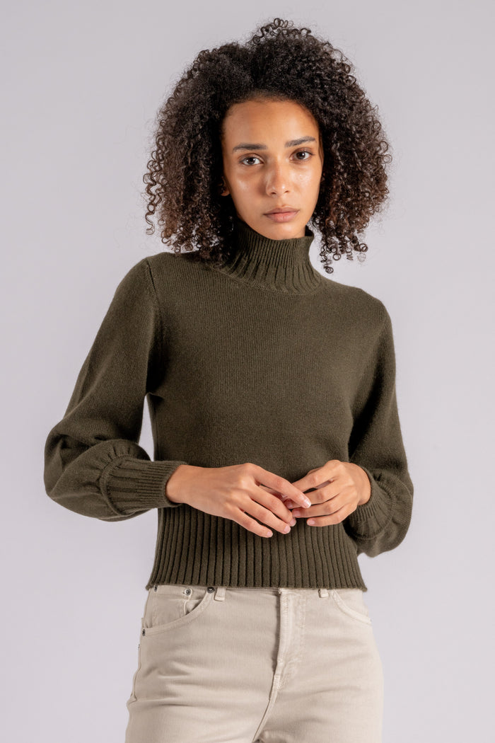  Purotatto Mock Turtle Neck Sweater Cashmere Verde Verde Donna - 4