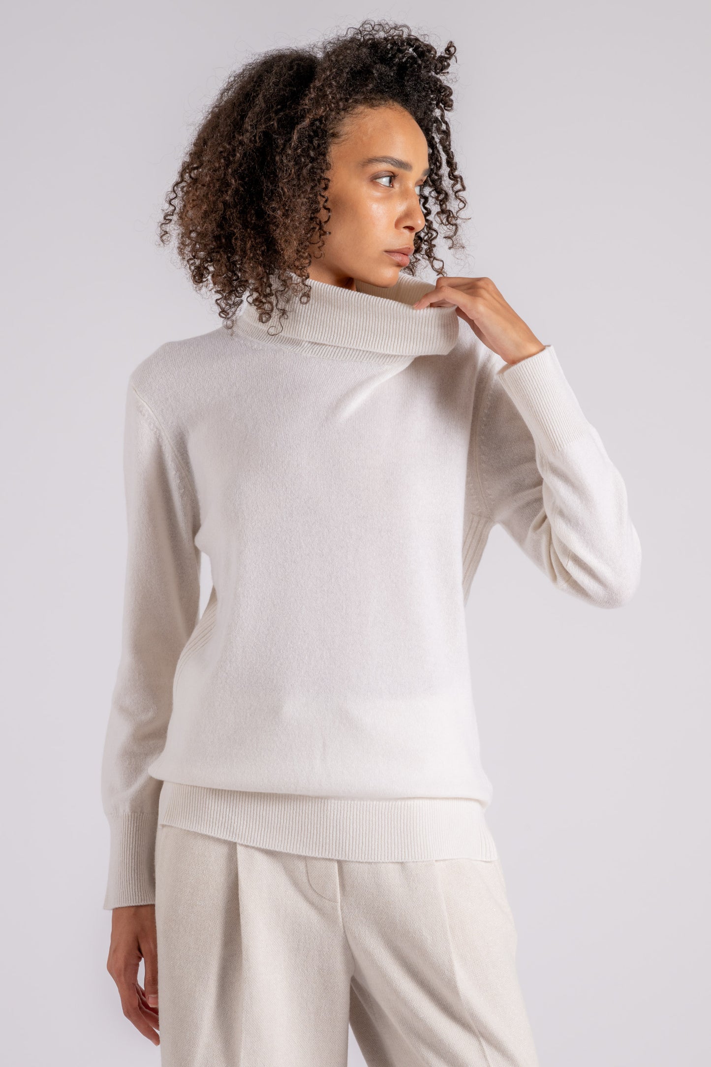  Purotatto Turtle Neck Sweater Cashmere White Bianco Donna - 1