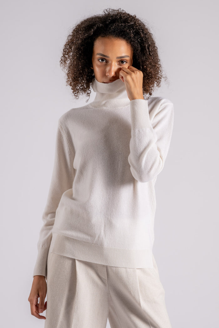 Purotatto Turtle Neck Sweater Cashmere White-2