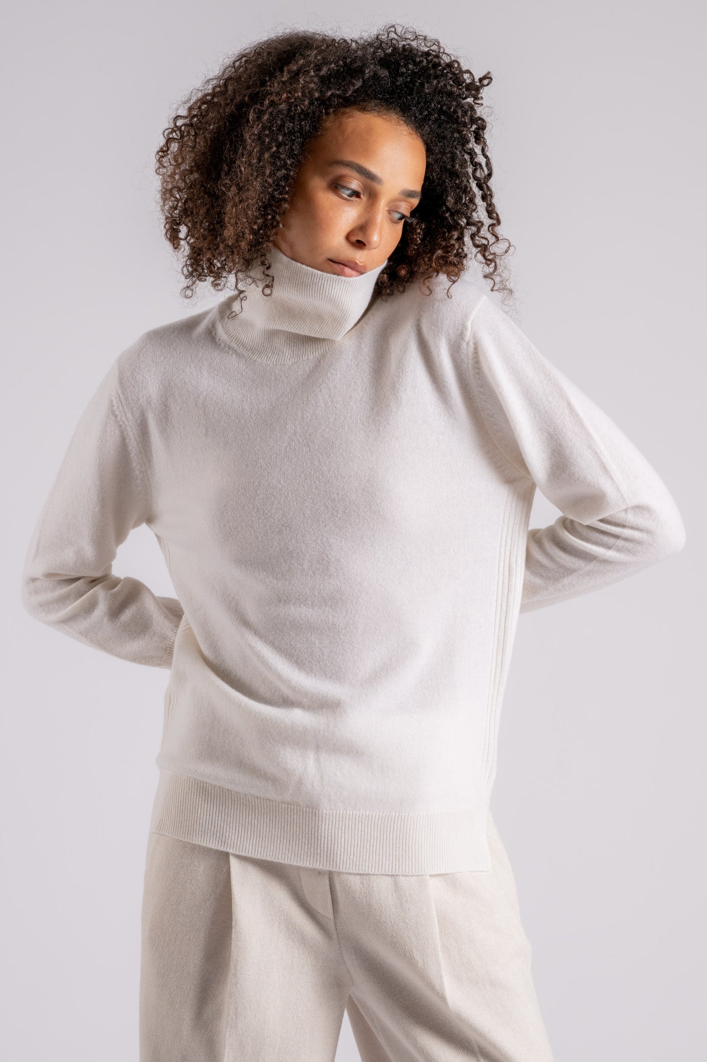  Purotatto Turtle Neck Sweater Cashmere White Bianco Donna - 3