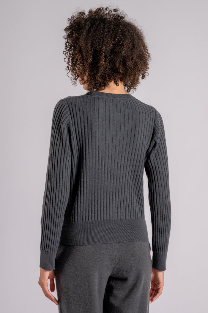  Purotatto Crew Neck Sweater Wool/cashmere Gray Grigio Donna - 5