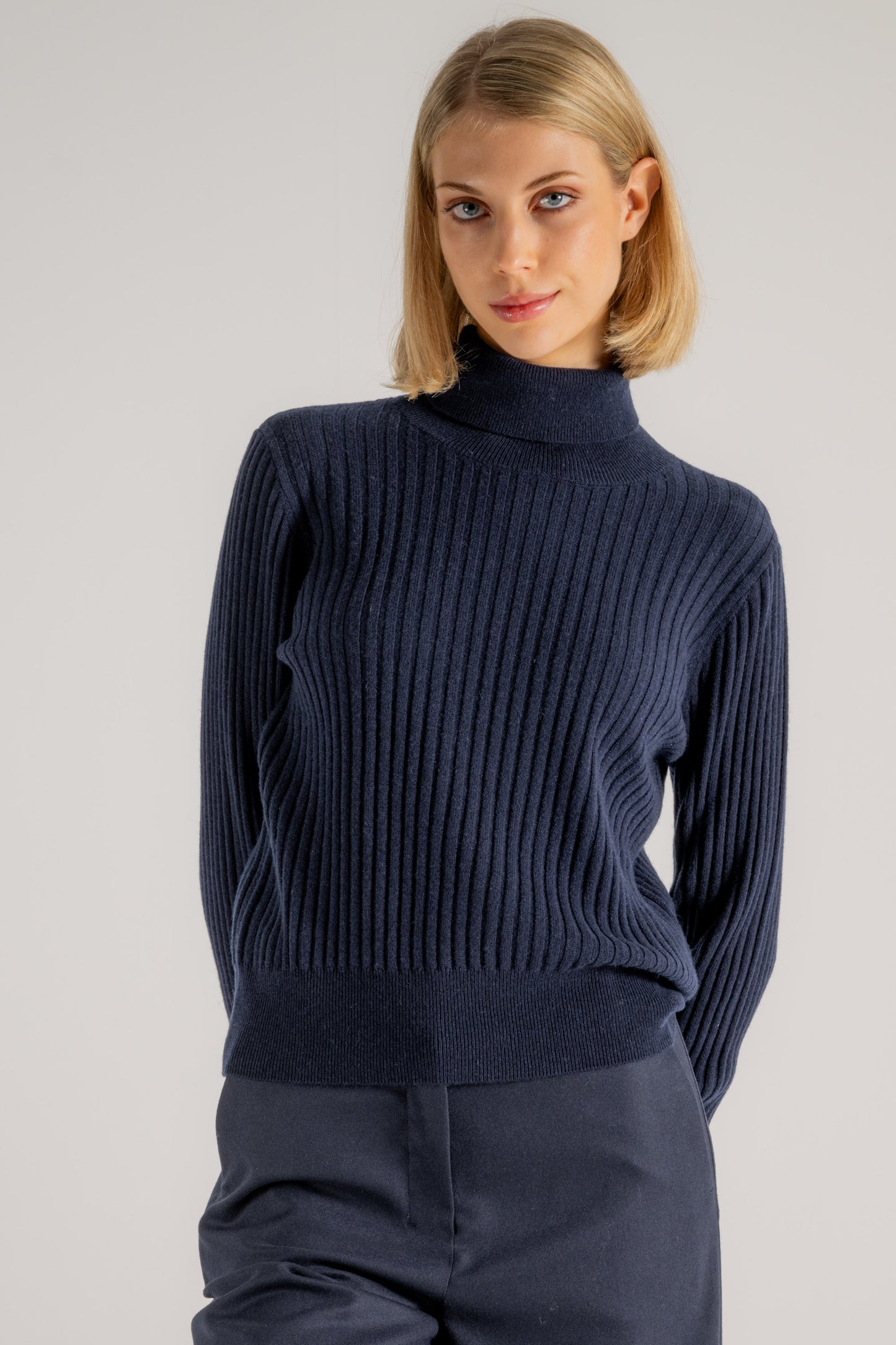  Purotatto Turtle Neck Sweather Blu Blu Donna - 1