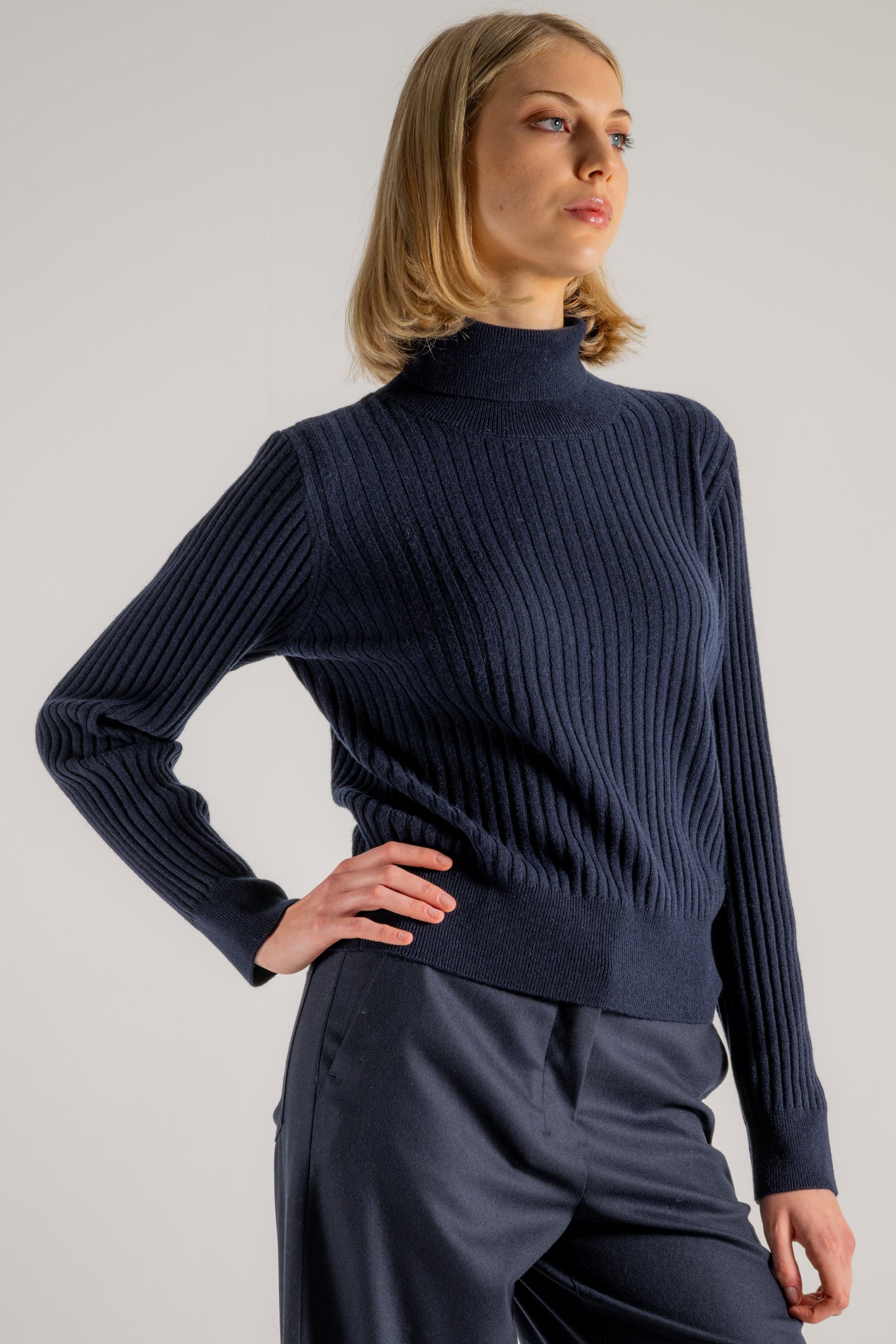  Purotatto Turtle Neck Sweather Blu Blu Donna - 2