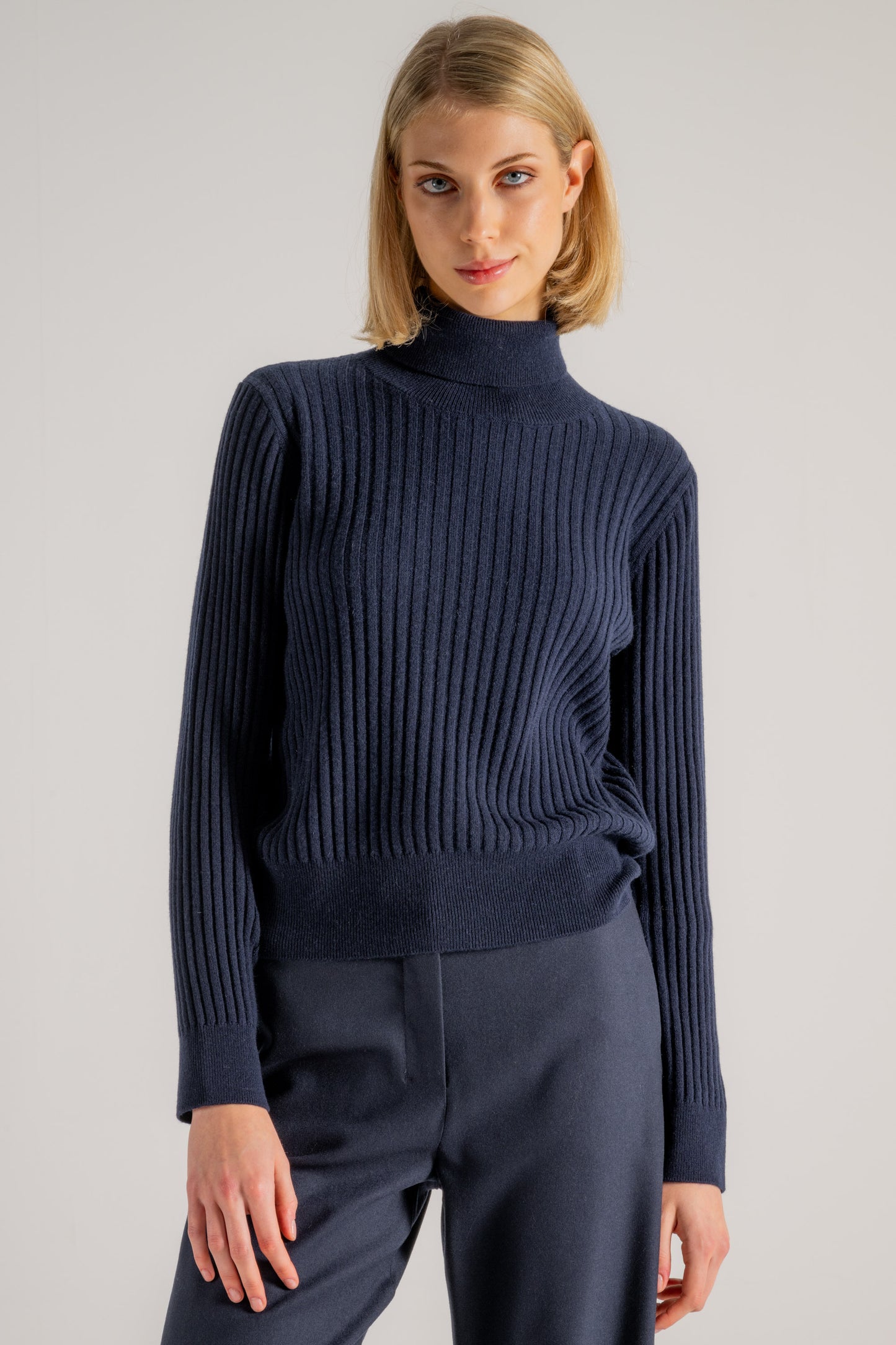  Purotatto Turtle Neck Sweather Blu Blu Donna - 3