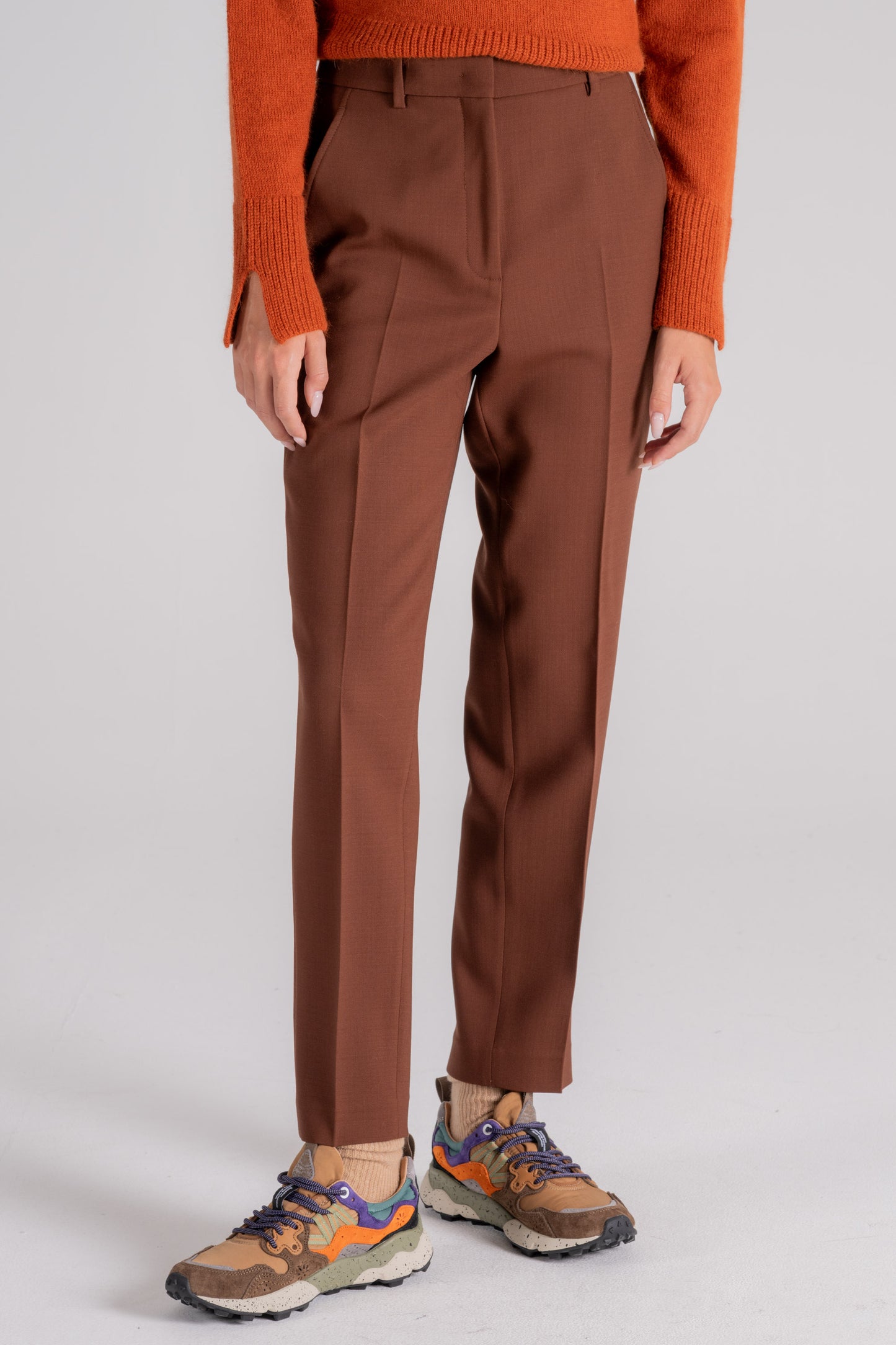  Incotex Virgin Wool/elastane Brown Trousers Marrone Donna - 1