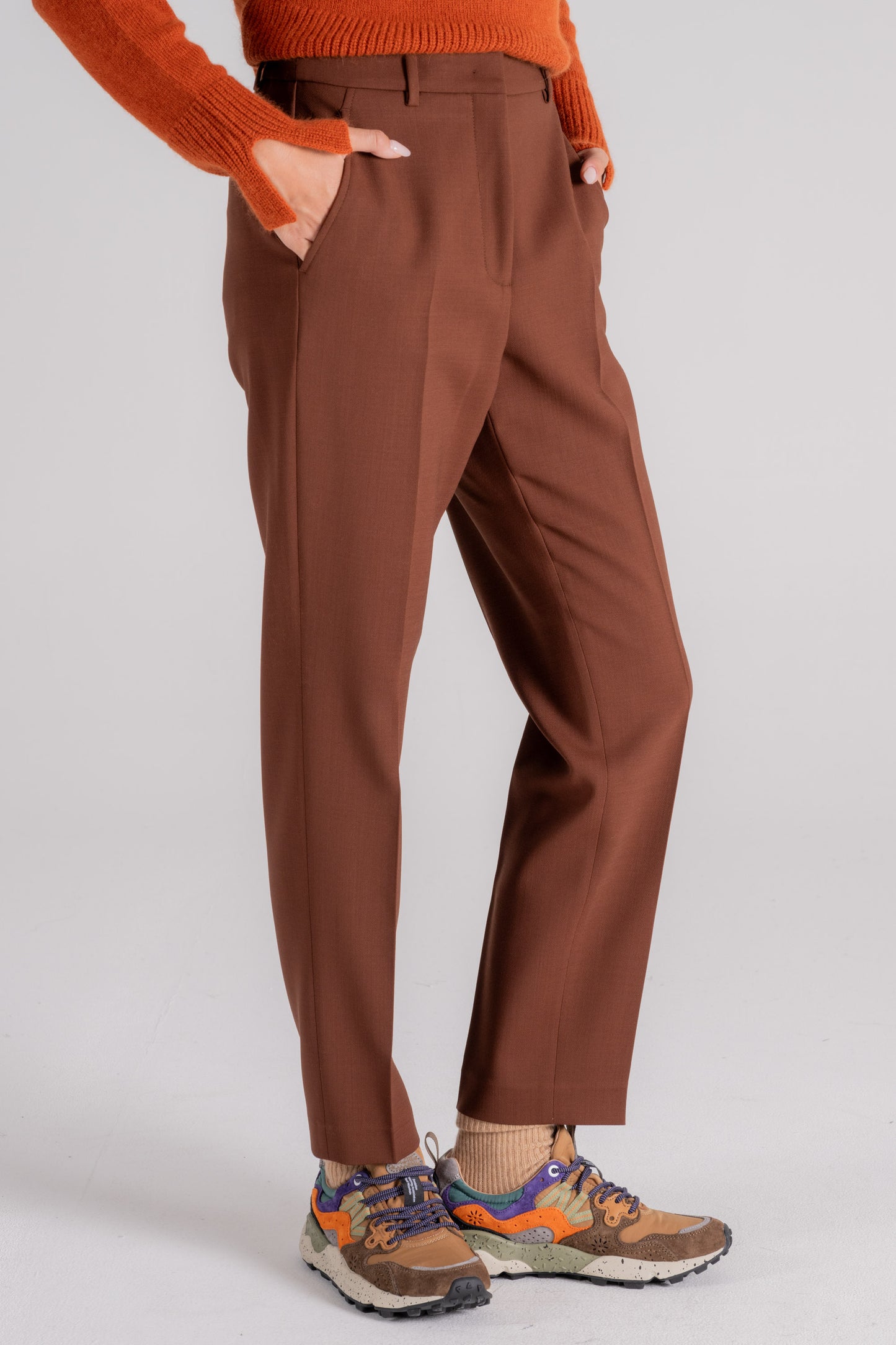  Incotex Virgin Wool/elastane Brown Trousers Marrone Donna - 2