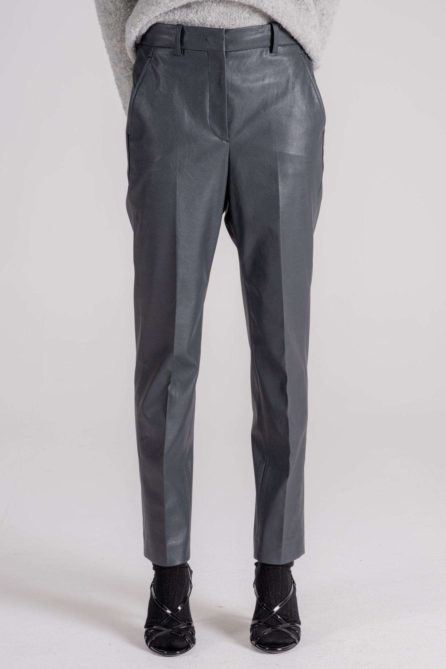  Incotex Pantalone Effetto Pelle Grigio Grigio Donna - 2