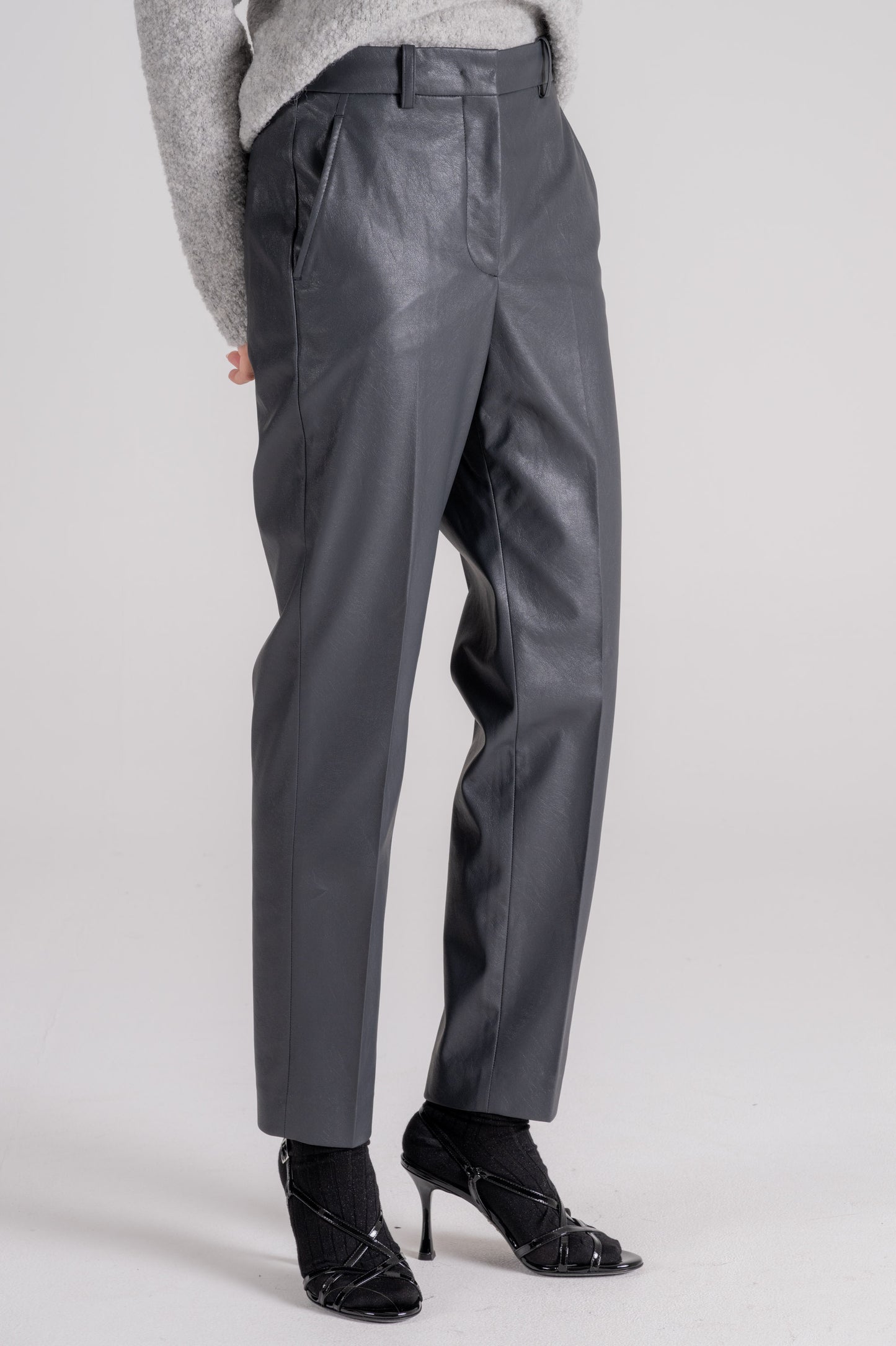  Incotex Pantalone Effetto Pelle Grigio Grigio Donna - 3