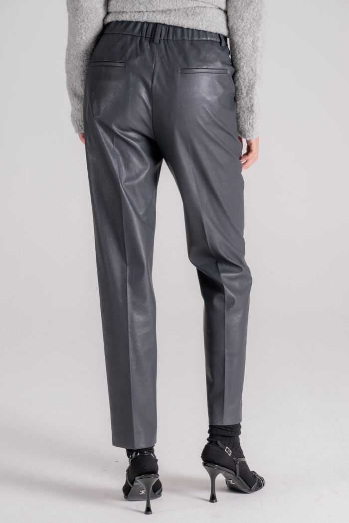  Incotex Pantalone Effetto Pelle Grigio Grigio Donna - 4