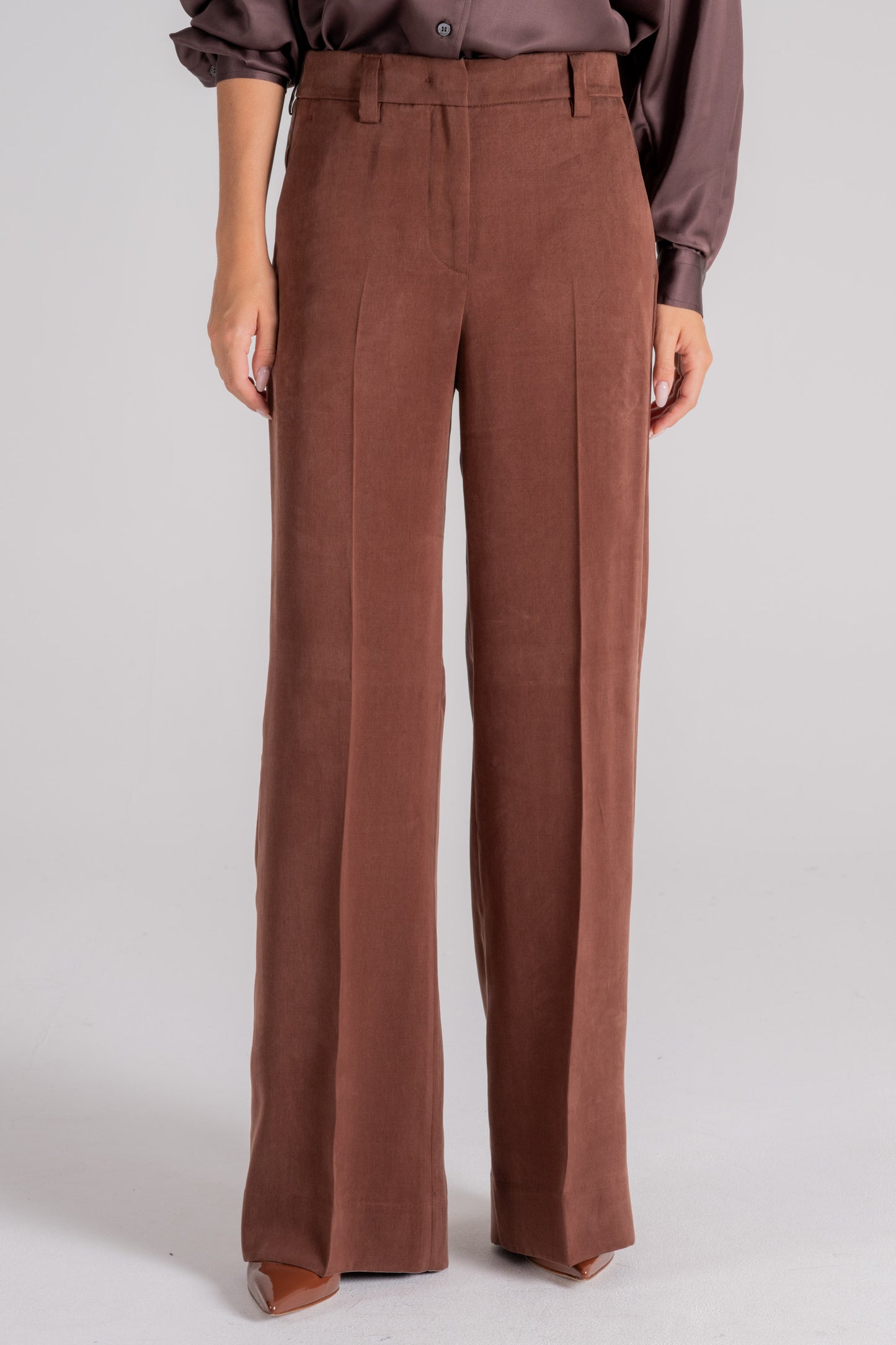  Incotex Trousers 100% Lyocel Brown Marrone Donna - 1