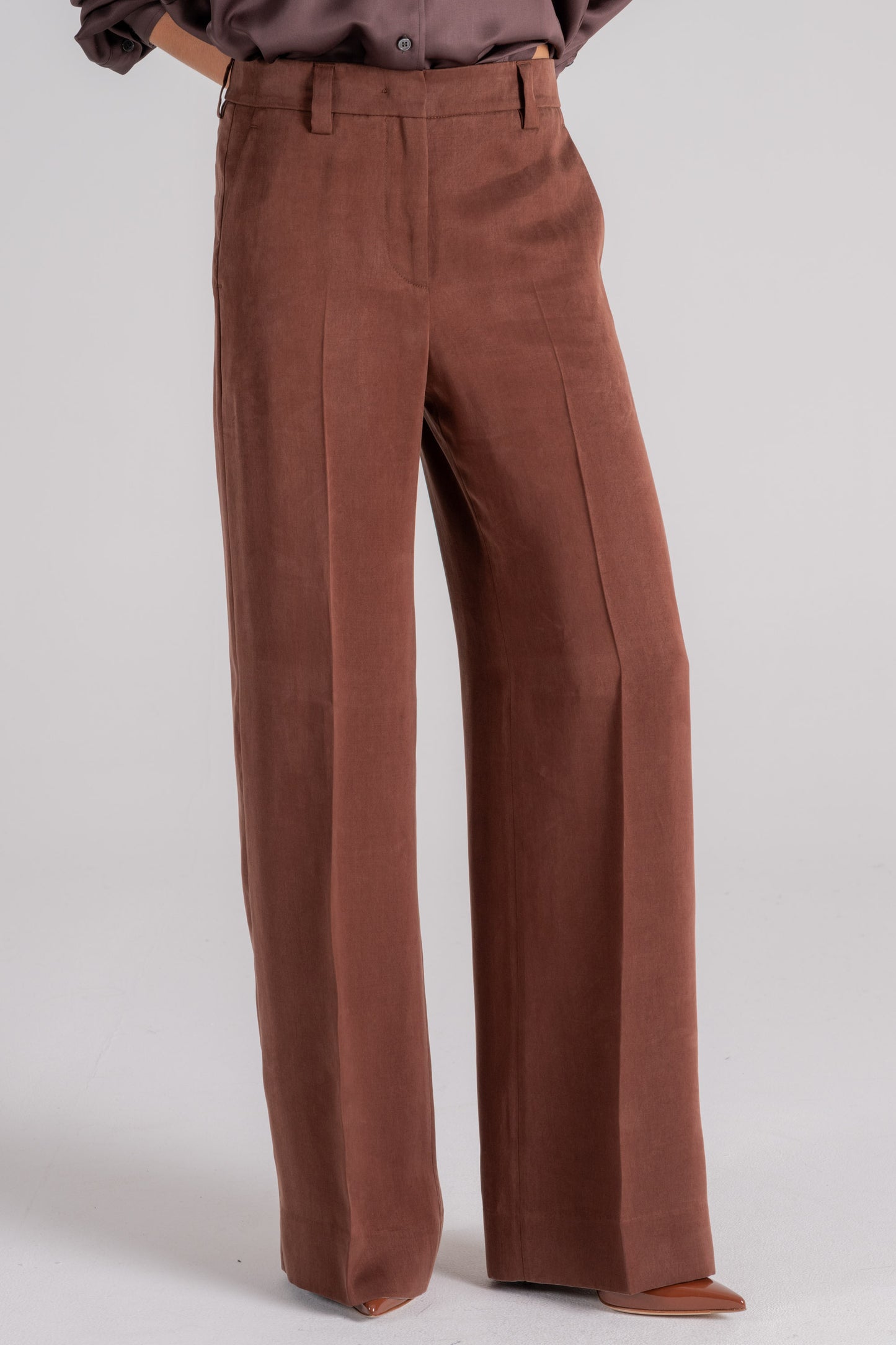  Incotex Trousers 100% Lyocel Brown Marrone Donna - 2