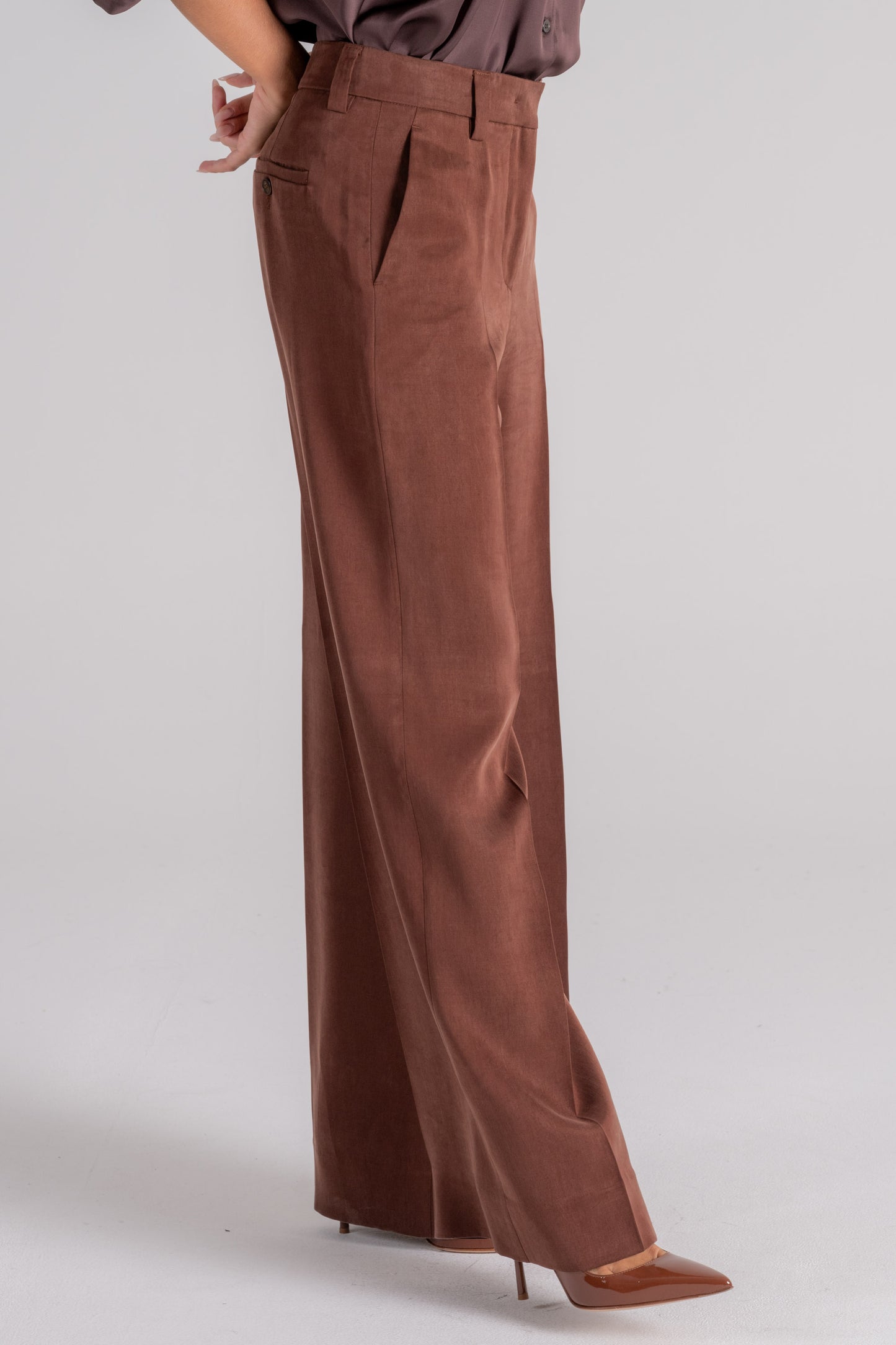  Incotex Trousers 100% Lyocel Brown Marrone Donna - 4