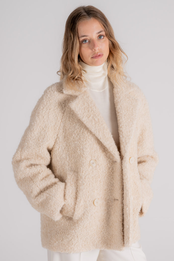  Montedoro Overcoat 35% Virgin Wool/28% Mohair/9% Polyamide Beige Donna - 3