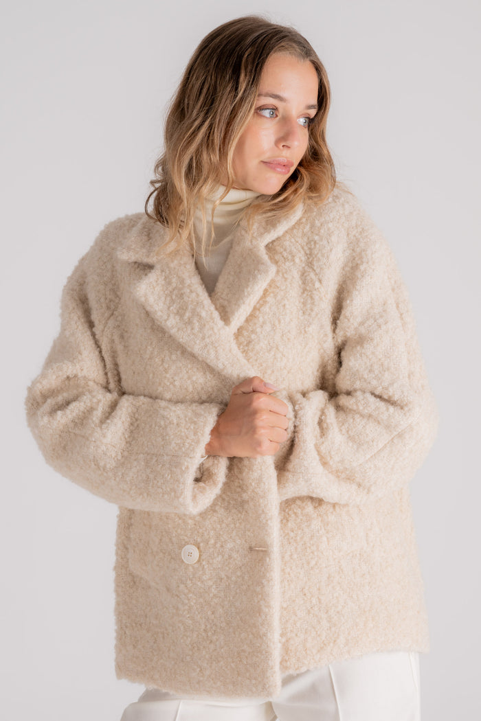  Montedoro Overcoat 35% Virgin Wool/28% Mohair/9% Polyamide Beige Donna - 4