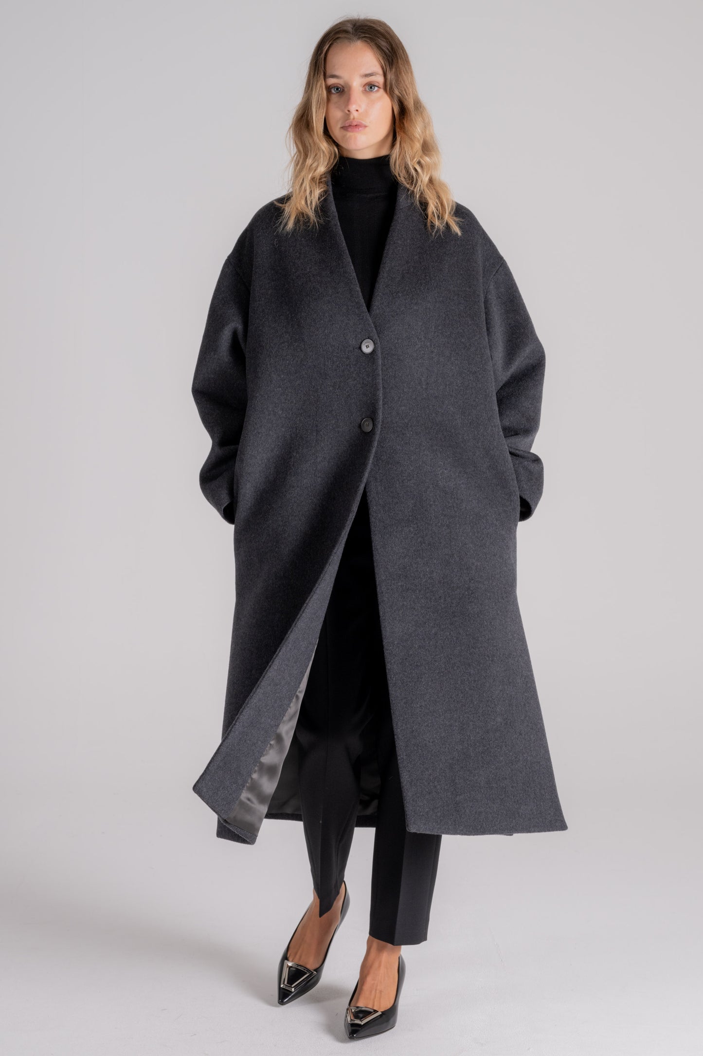  Montedoro Coat 100% Virgin Wool Grigio Donna - 2