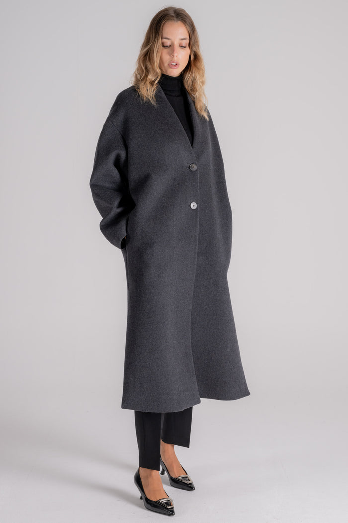  Montedoro Coat 100% Virgin Wool Grigio Donna - 3