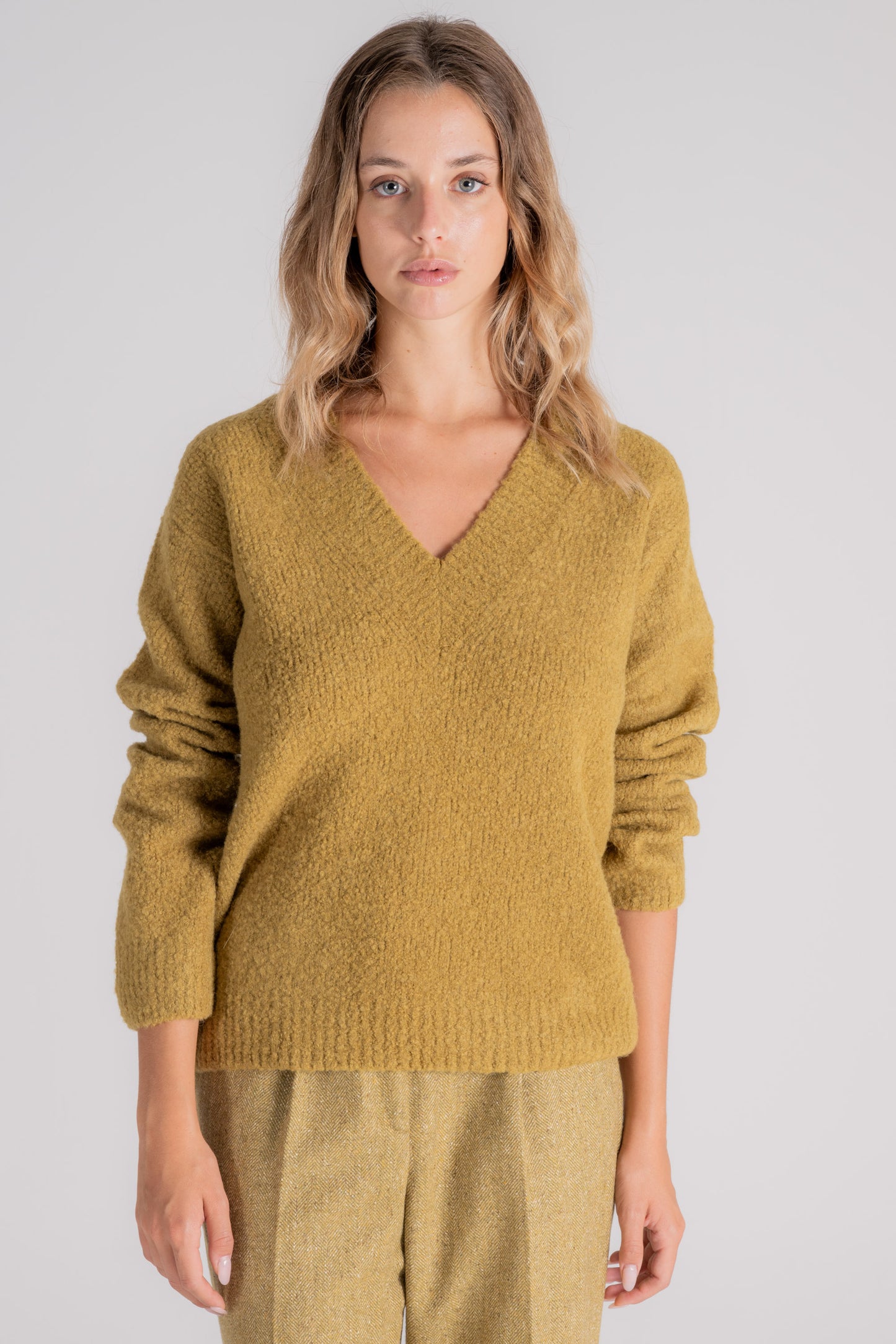  Zanone V-neck Oversized Alpaca/wool/polyamide Multicolor Sweater Verde Donna - 1