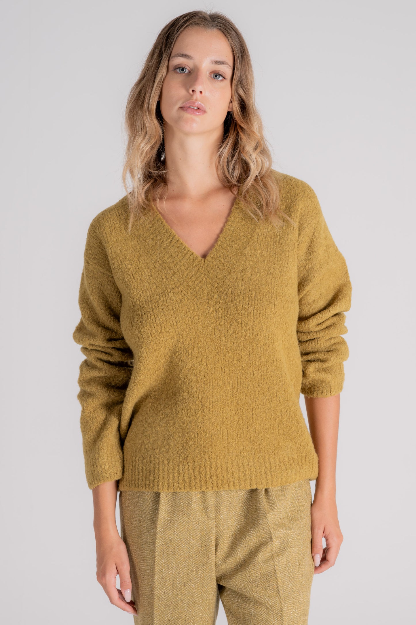  Zanone V-neck Oversized Alpaca/wool/polyamide Multicolor Sweater Verde Donna - 2