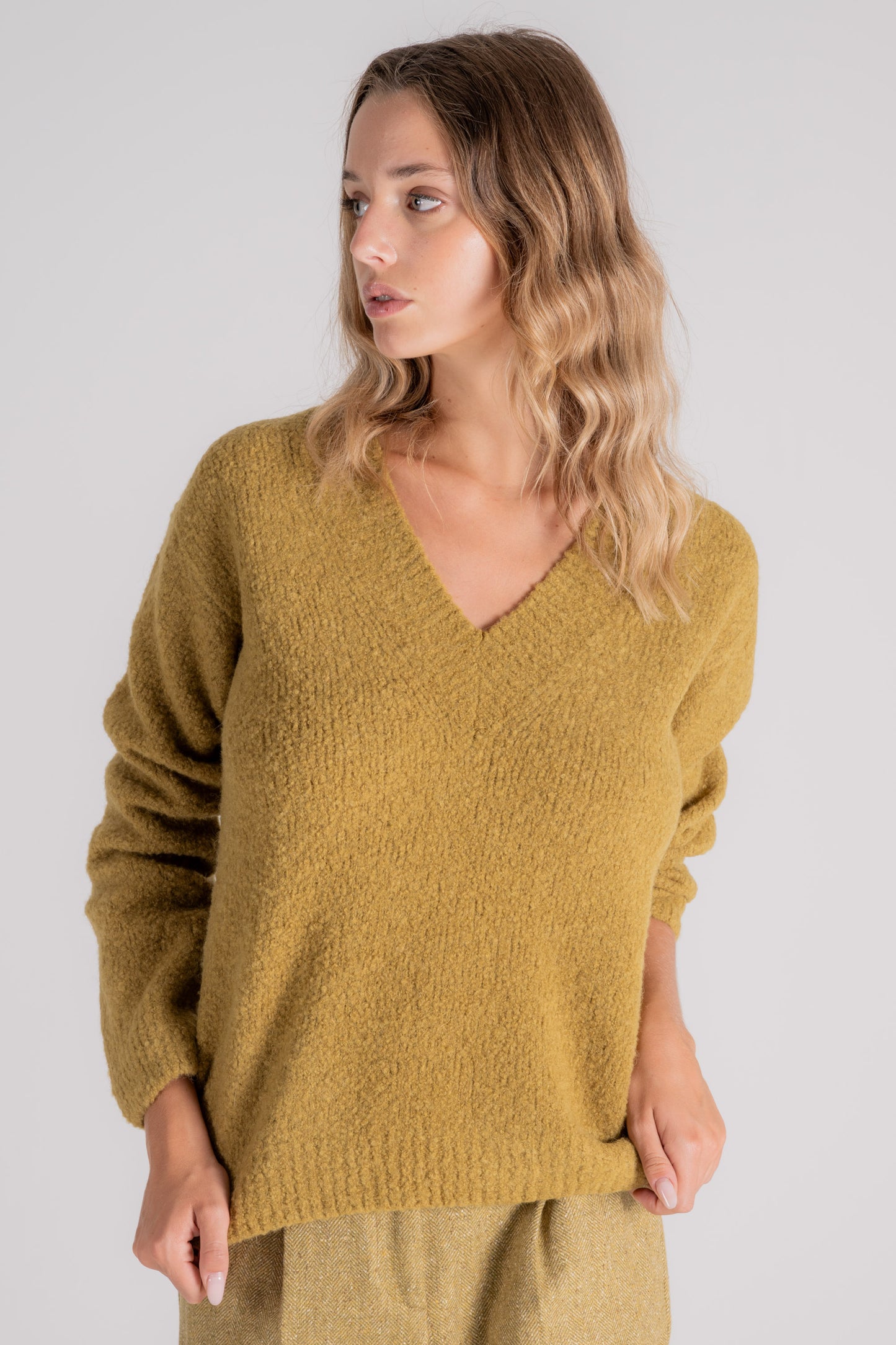  Zanone V-neck Oversized Alpaca/wool/polyamide Multicolor Sweater Verde Donna - 3