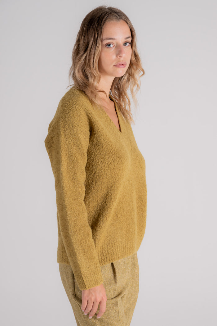  Zanone V-neck Oversized Alpaca/wool/polyamide Multicolor Sweater Verde Donna - 4