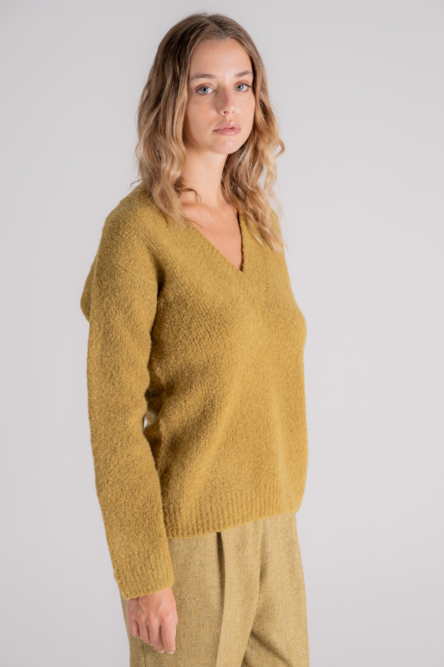  Zanone V-neck Oversized Alpaca/wool/polyamide Multicolor Sweater Verde Donna - 5