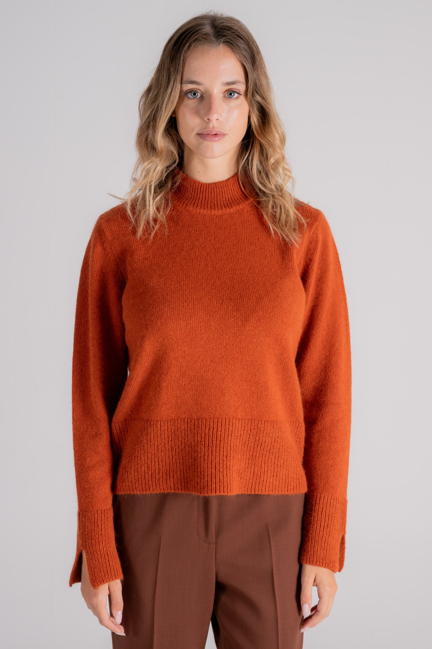  Zanone Knitted Turtleneck Sweater Wool/angora Orange Arancione Donna - 1