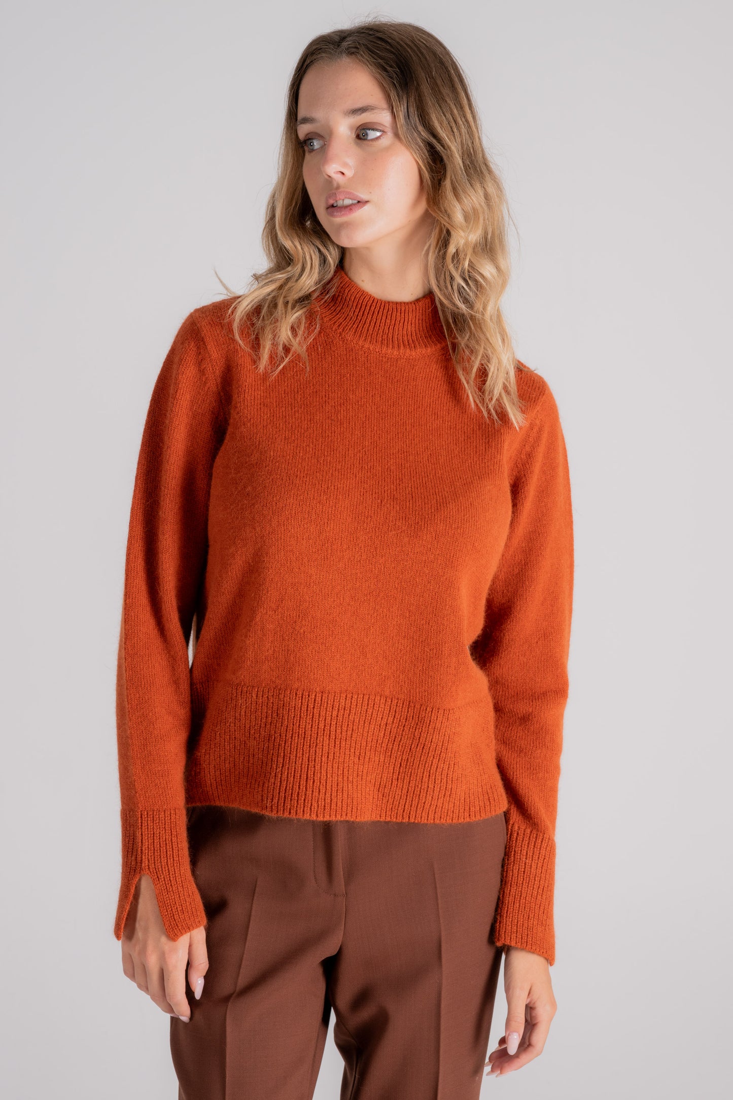  Zanone Knitted Turtleneck Sweater Wool/angora Orange Arancione Donna - 2