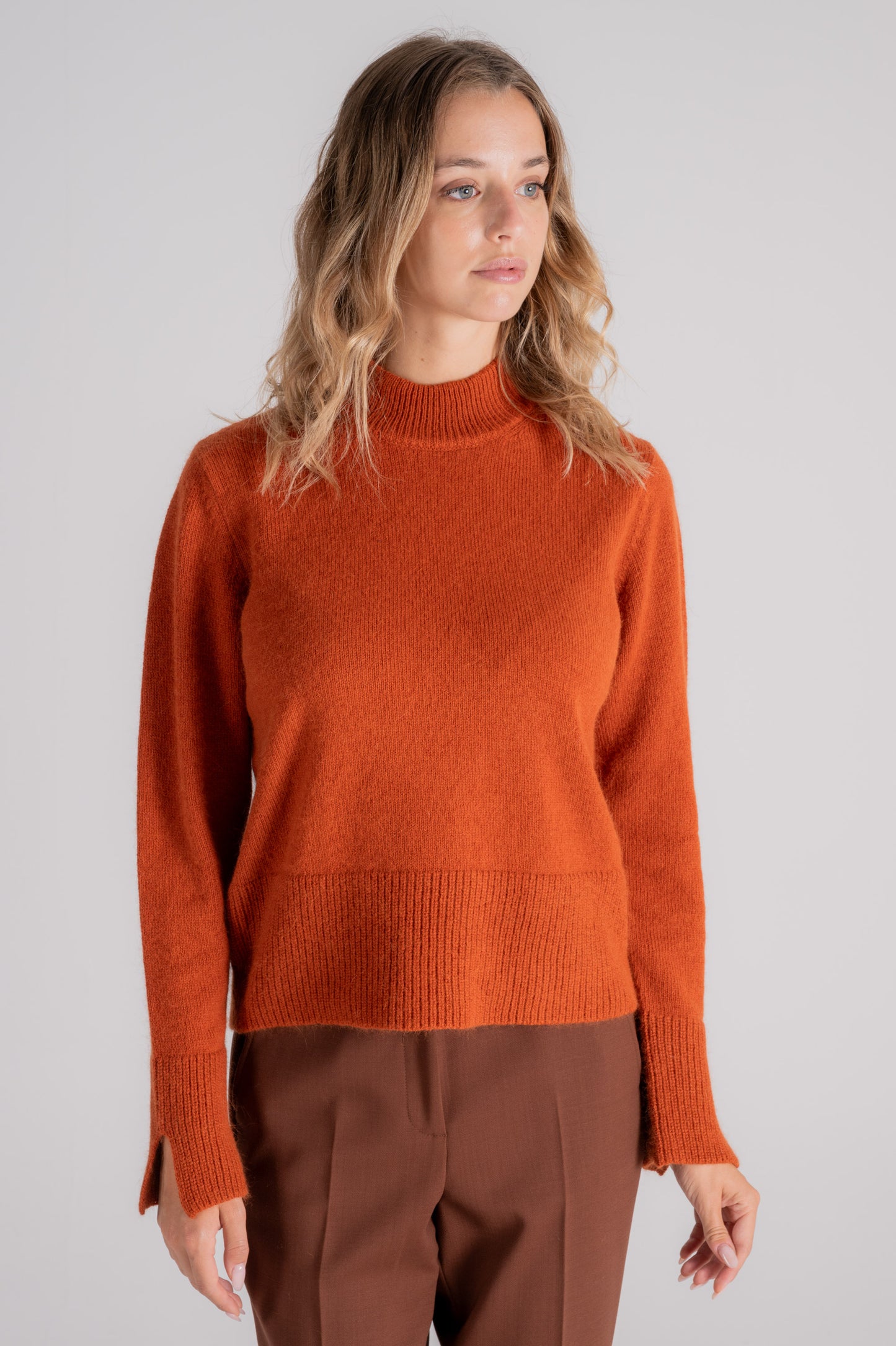  Zanone Knitted Turtleneck Sweater Wool/angora Orange Arancione Donna - 4