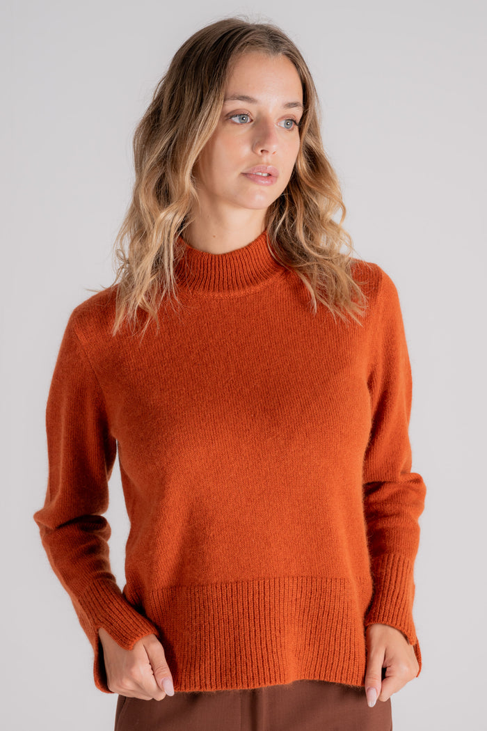  Zanone Knitted Turtleneck Sweater Wool/angora Orange Arancione Donna - 5