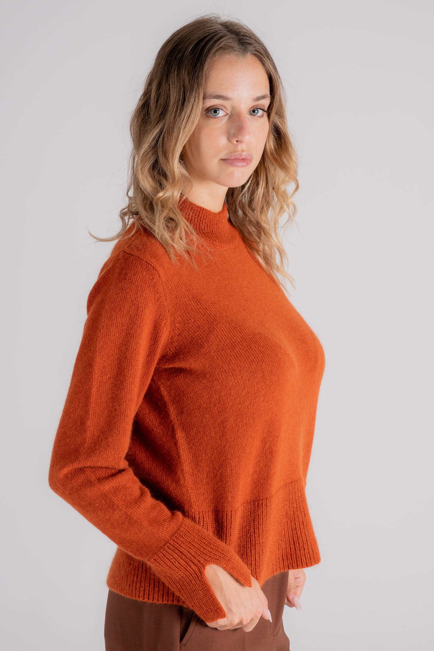  Zanone Knitted Turtleneck Sweater Wool/angora Orange Arancione Donna - 6