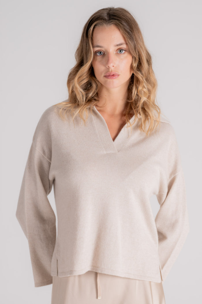 Be You Beige Cashmere Polo