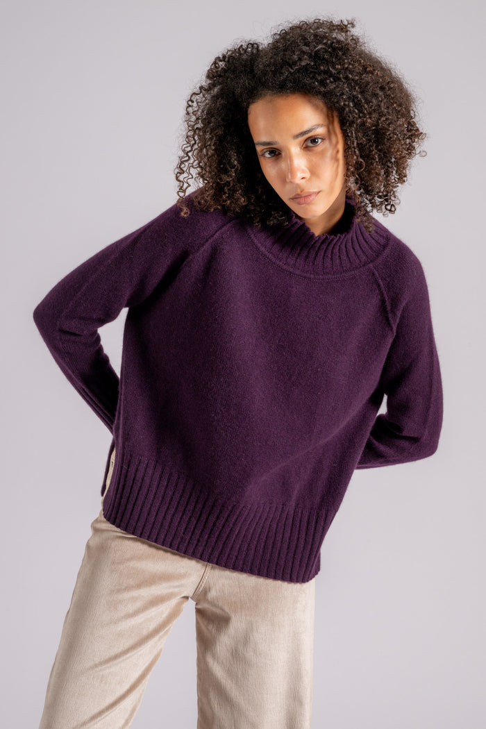 Be You Turtleneck Sweater 100% Cashmere Purple-2