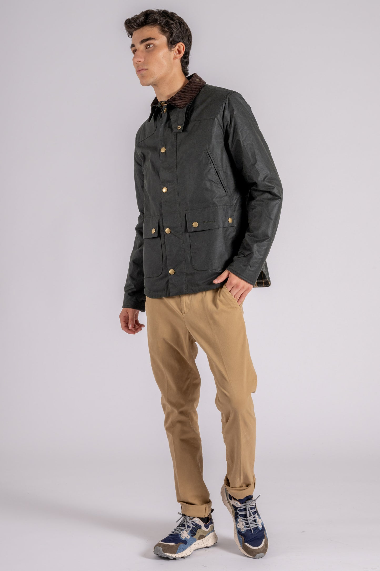  Barbour Jacket Reelin 100% Cotton Green Verde Uomo - 3