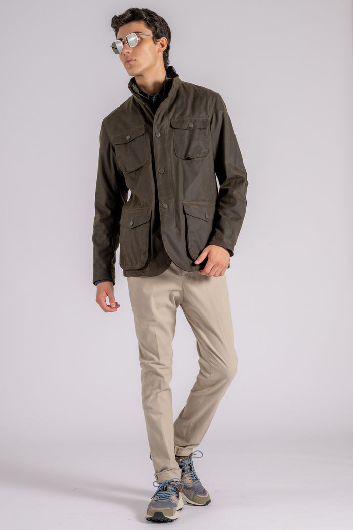  Barbour Ogston Wax Jacket In Green Cotton Verde Uomo - 4