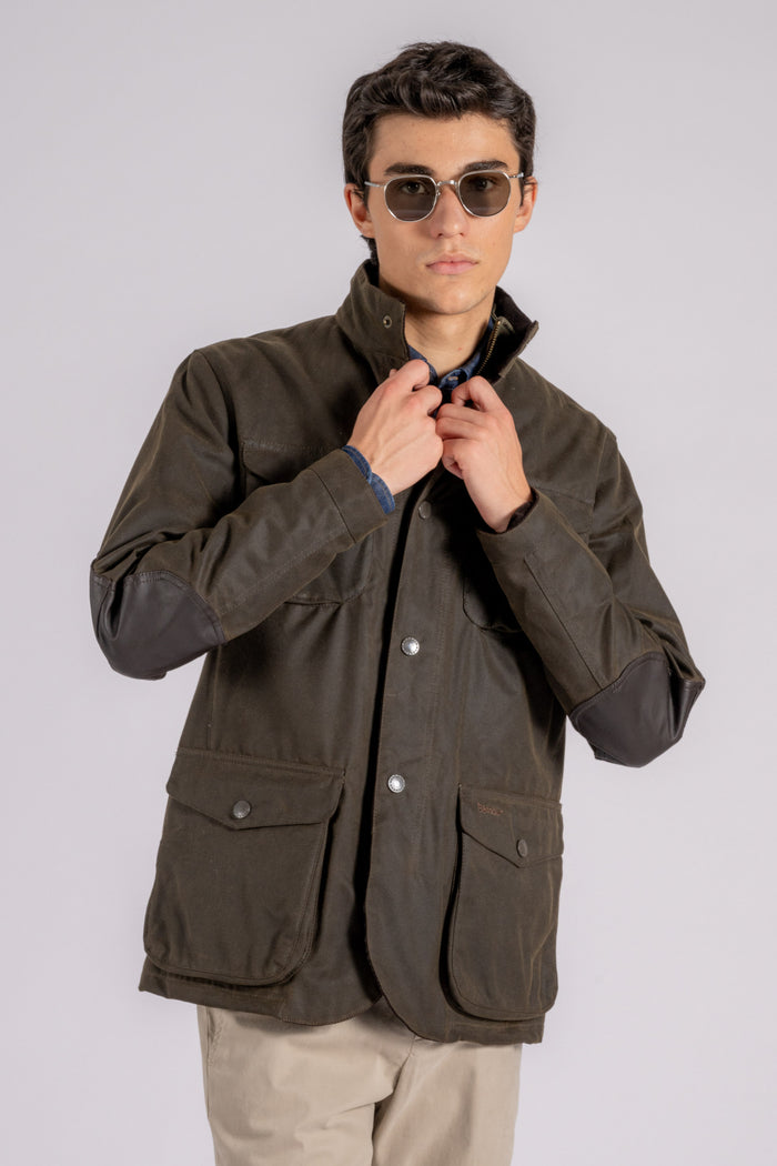  Barbour Ogston Wax Jacket In Green Cotton Verde Uomo - 6