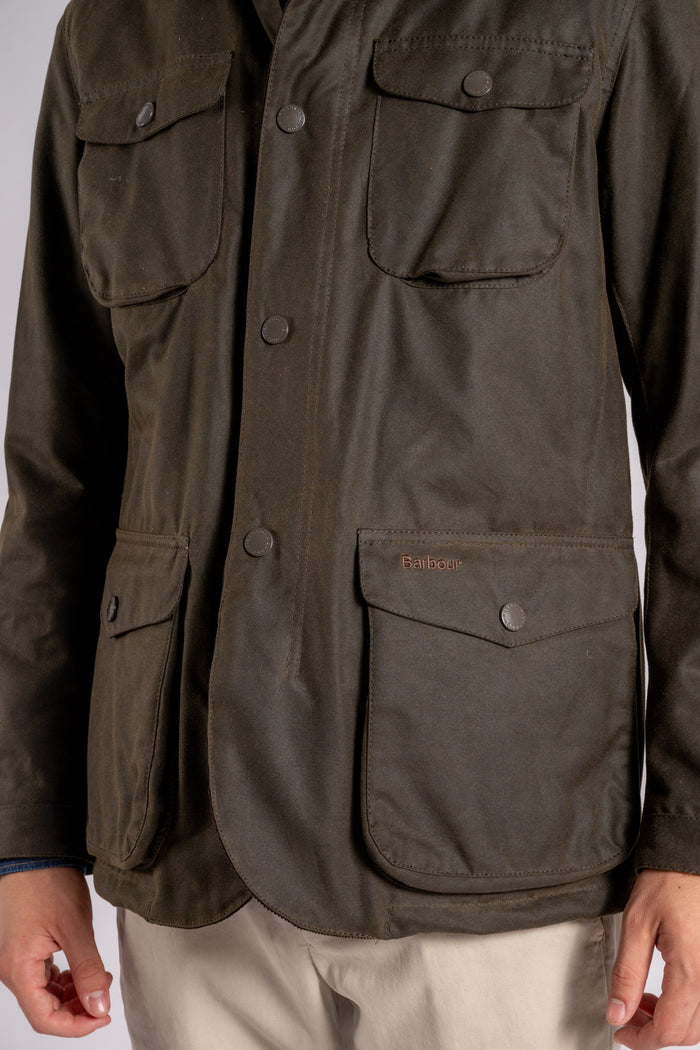  Barbour Ogston Wax Jacket In Green Cotton Verde Uomo - 7