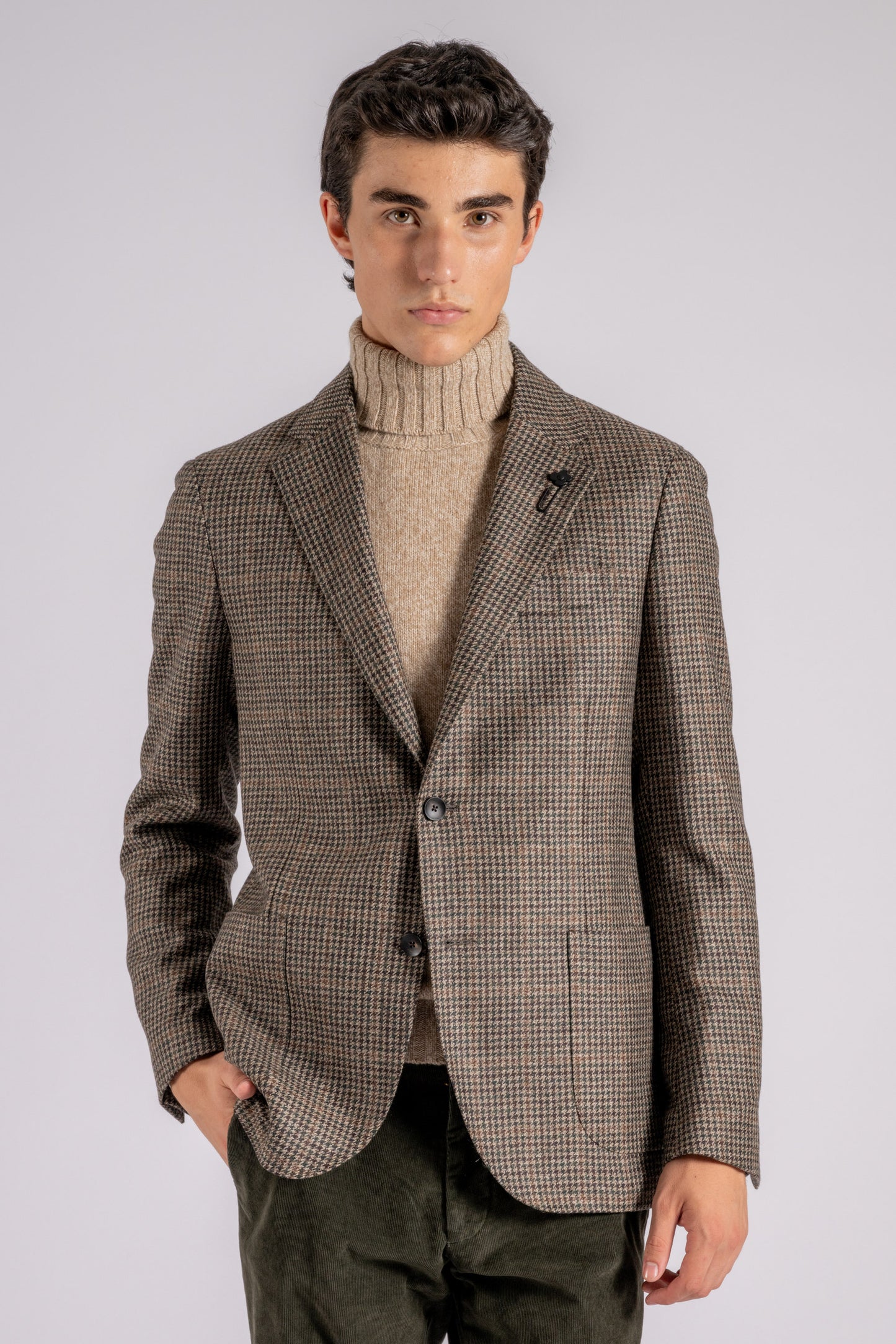  Lardini Single-breasted Jacket 100% Virgin Wool Multicolor Marrone Uomo - 1