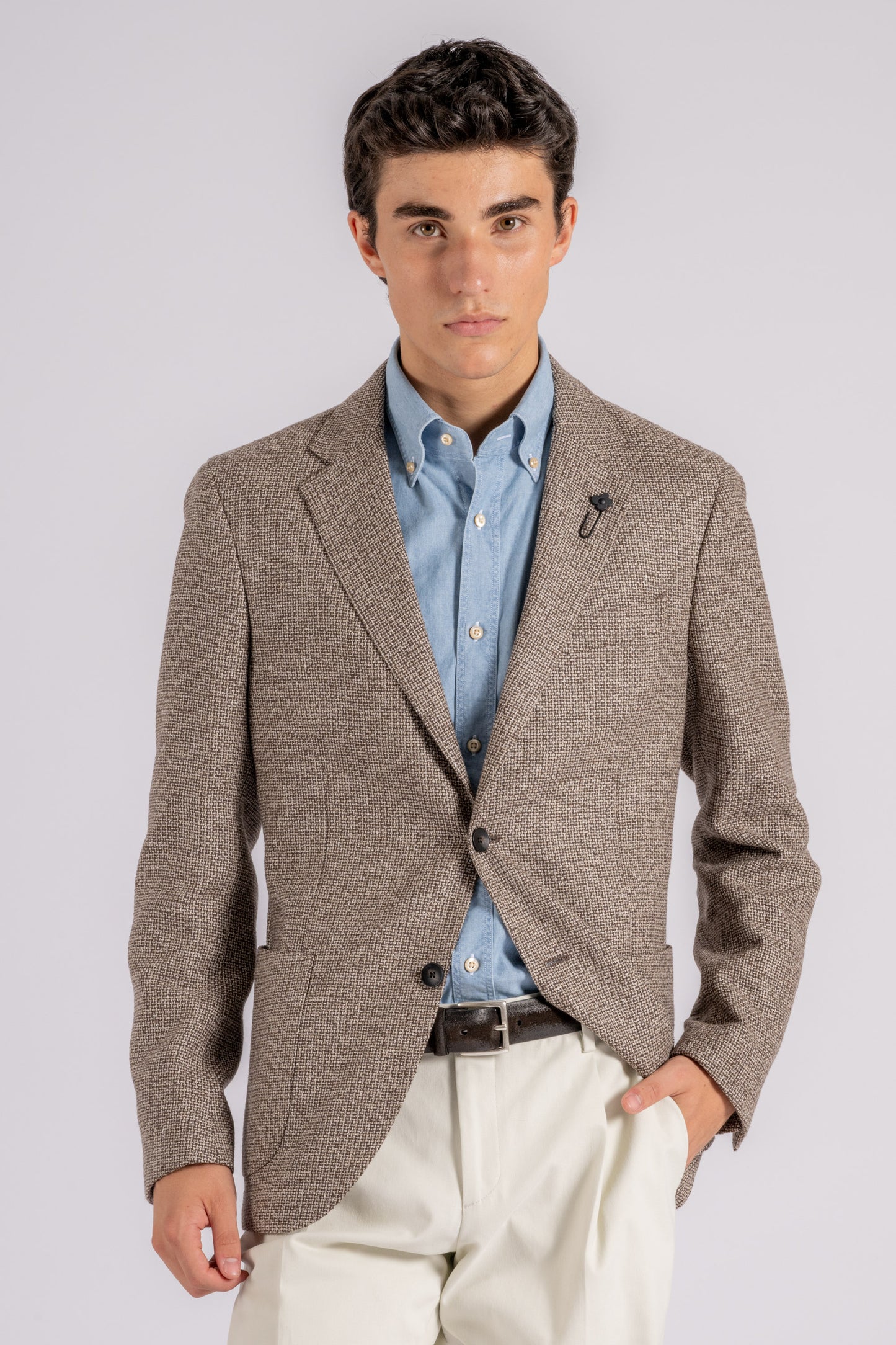  Lardini Multicolor Jacket In Wool, Silk, Polyamide, Cashmere Marrone Uomo - 1