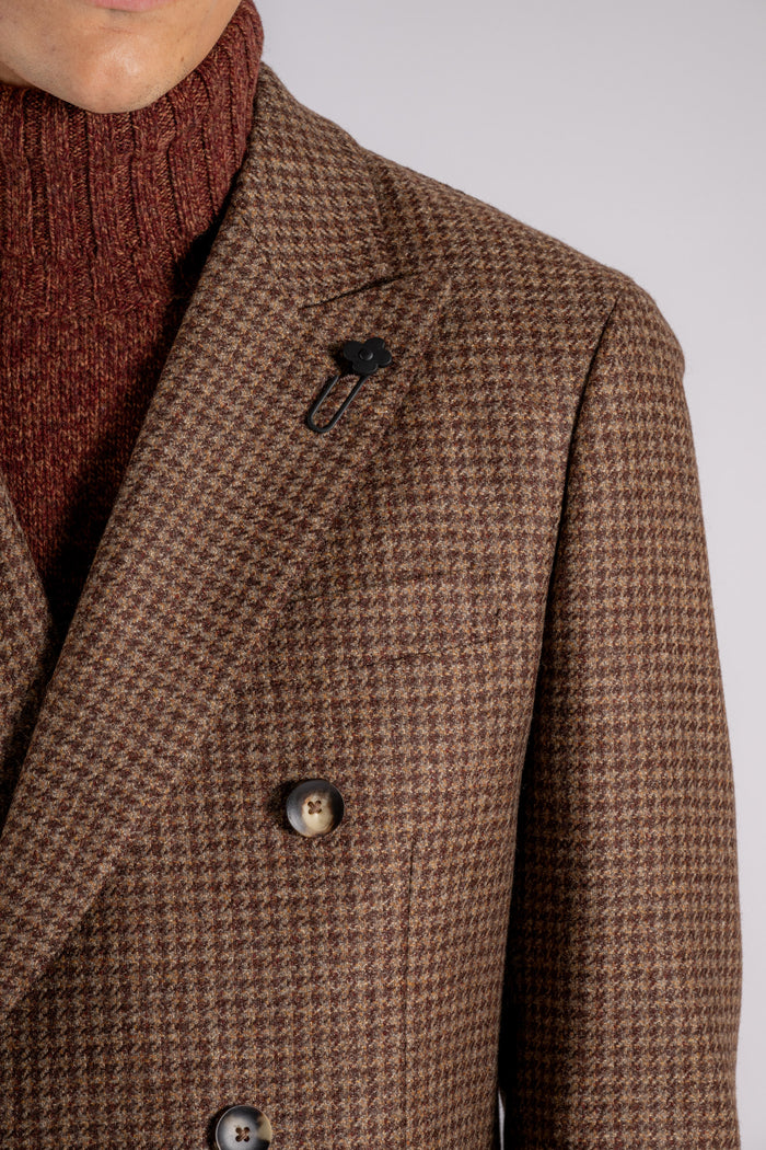  Lardini Double-breasted Virgin Wool/cashmere Brown Jacket Marrone Uomo - 3