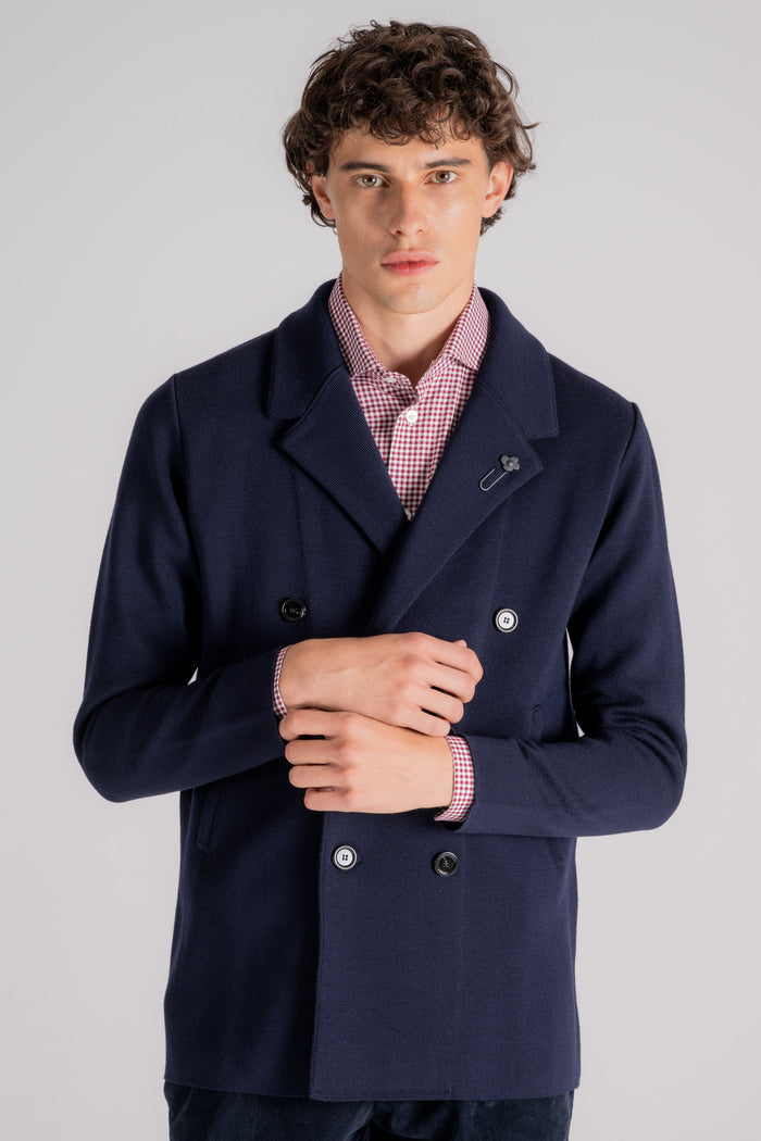 Lardini Wool Knit Jacket in Blue